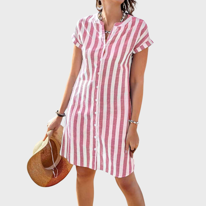 Clara | Coastal Striped Shirt Dress