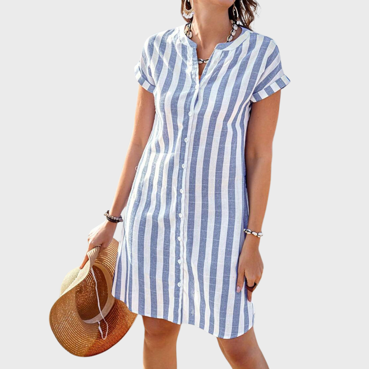 Clara | Coastal Striped Shirt Dress
