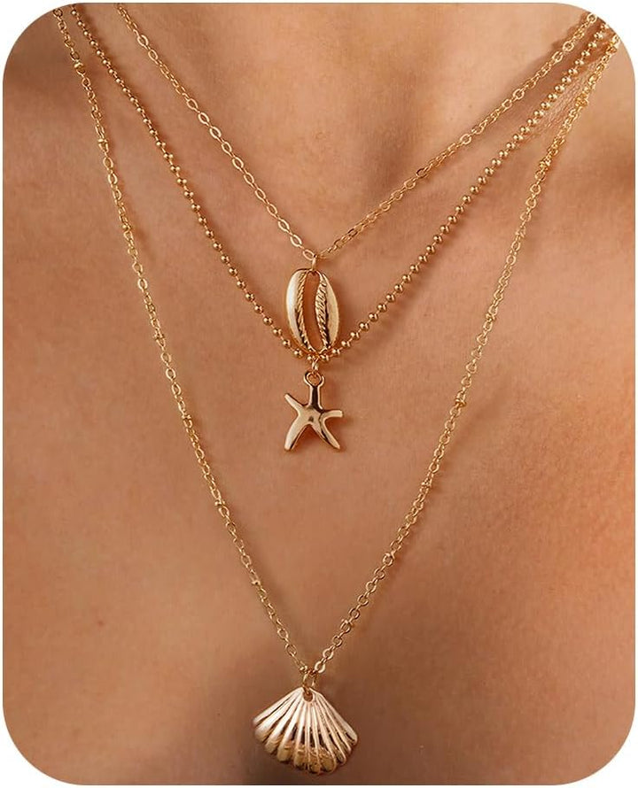 Marina | Layered Shell &amp; Starfish Necklace