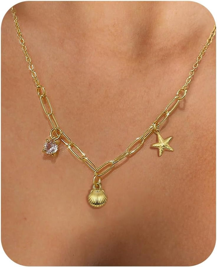 Marina | Layered Shell &amp; Starfish Necklace