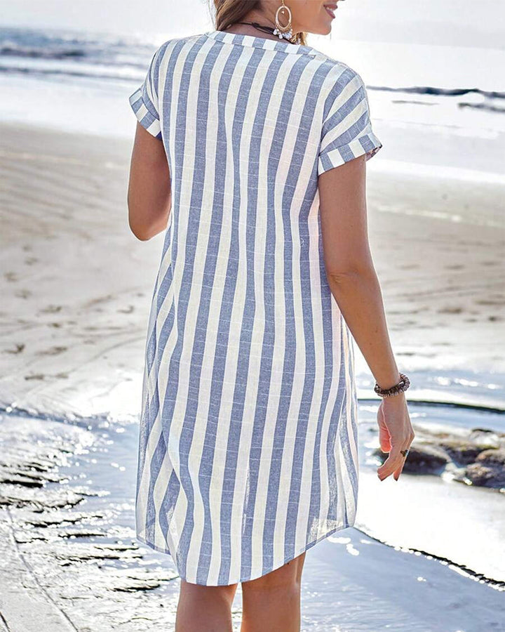Clara | Coastal Striped Shirt Dress