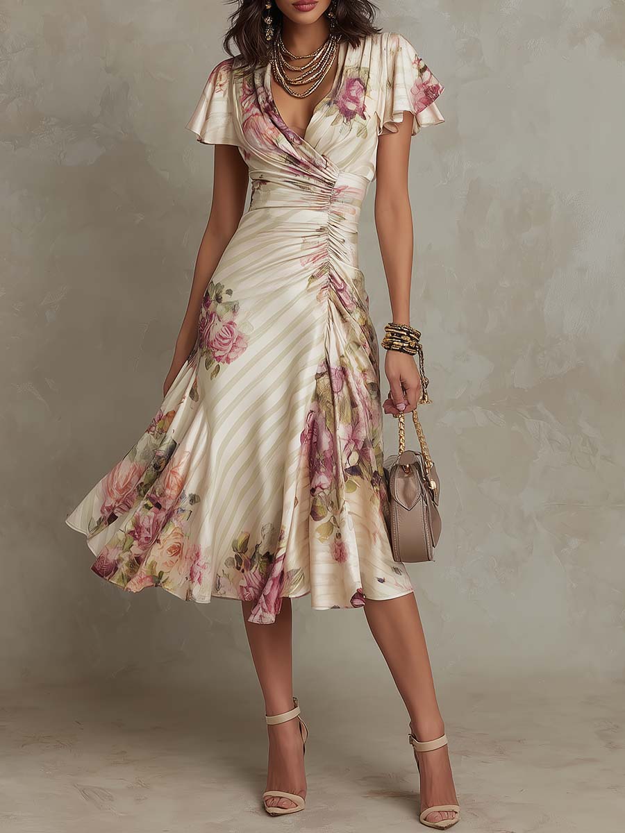 Daxirae - Elegant Floral Midi Dress