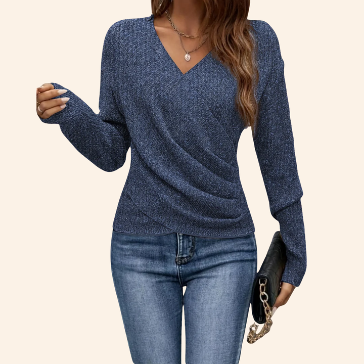 Seravielle | Elegant Wrap V-neck Top