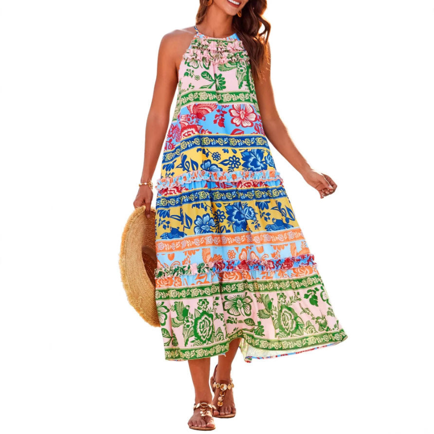 FELICITY™ | Chic Boho Halter Tiered Maxi Dress
