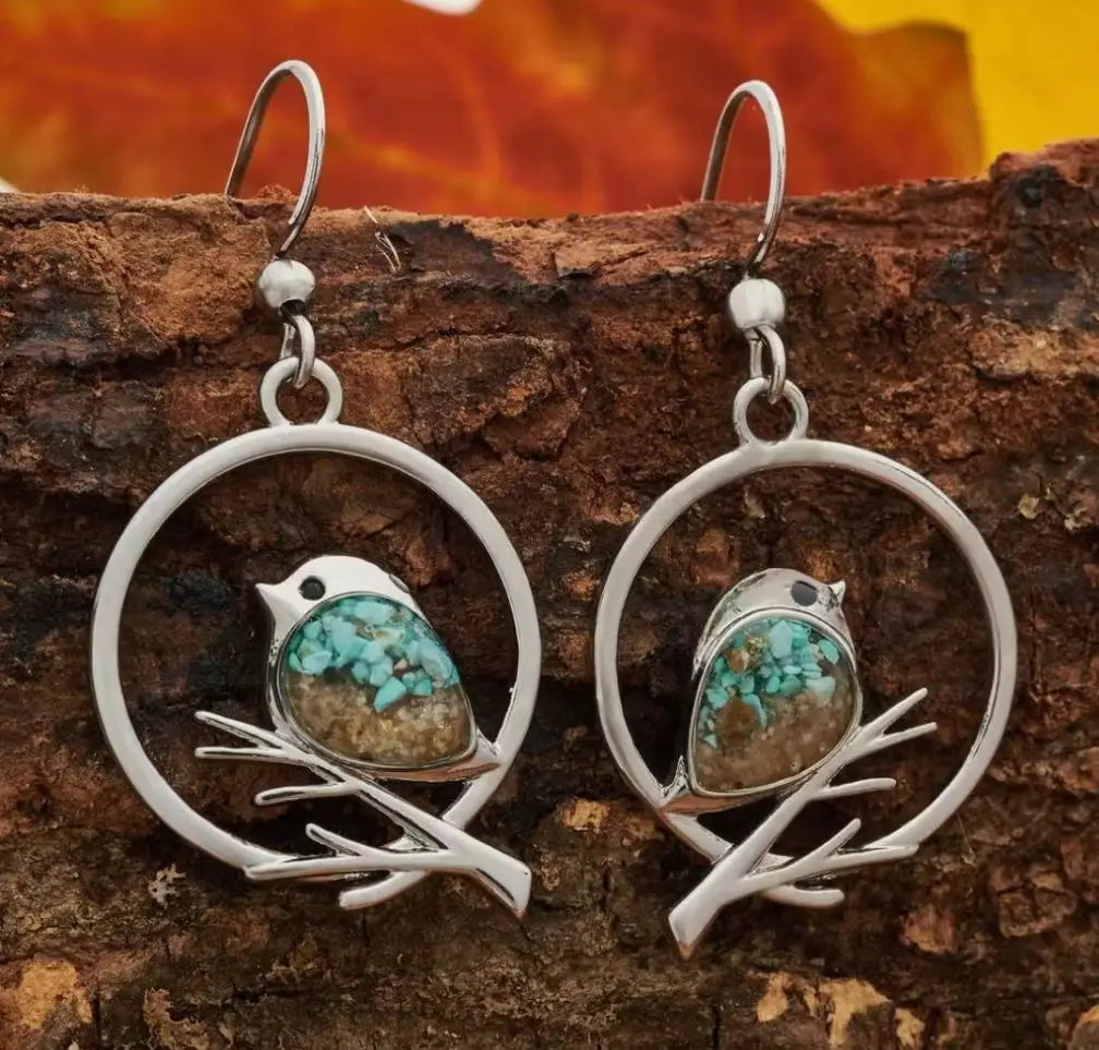Vintage Bird on Branch Earrings – Symbol of Freedom &amp; Serenity