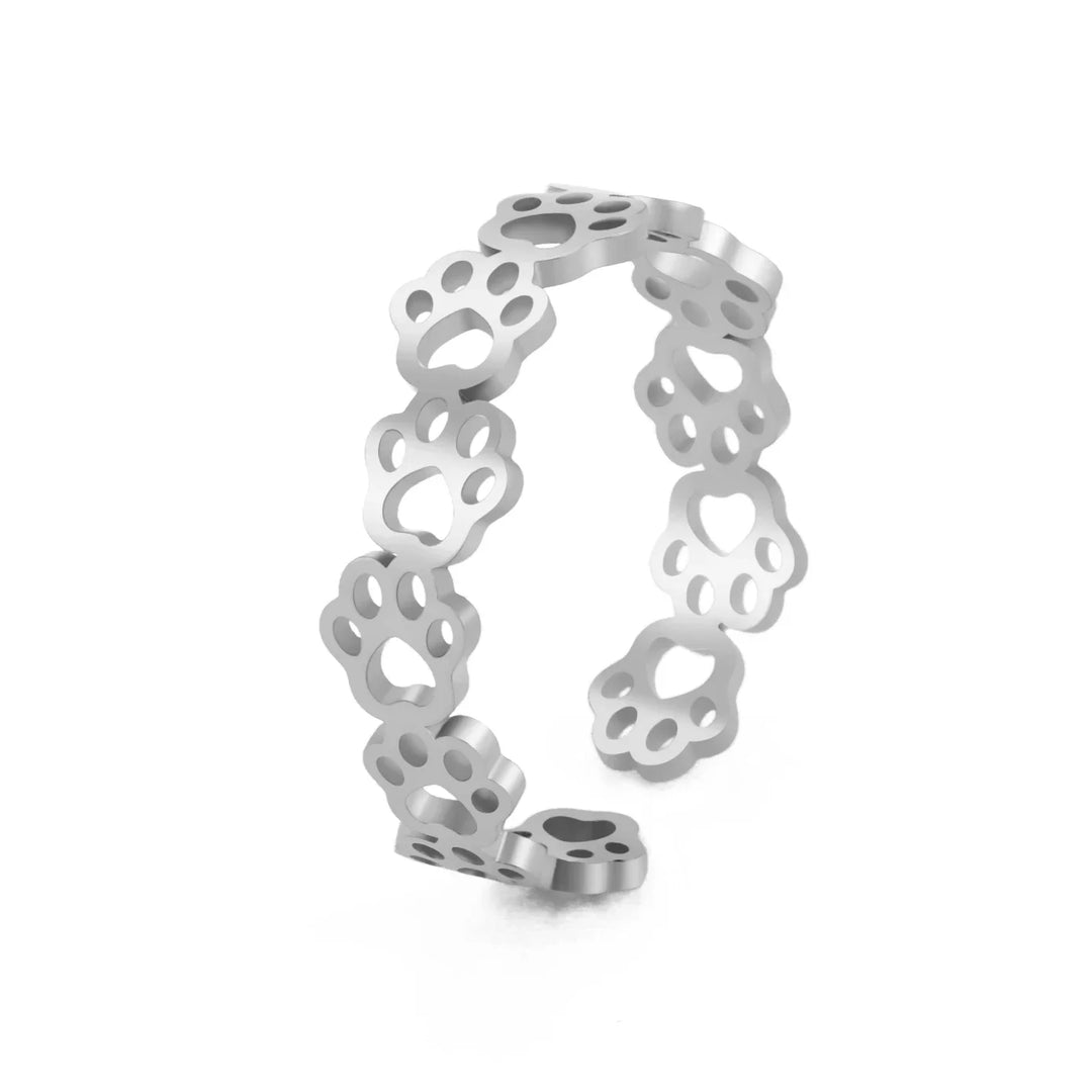 Adjustable Paw Print Ring – Made of Stainless Steel