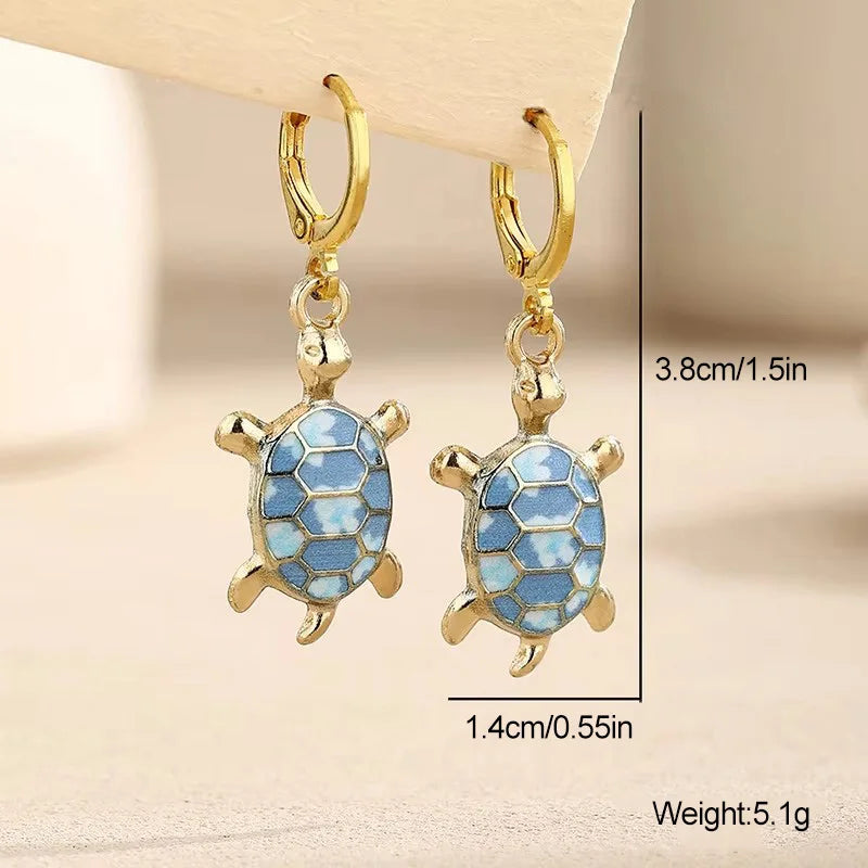 Sea Turtle Huggie Earrings Ocean Charm