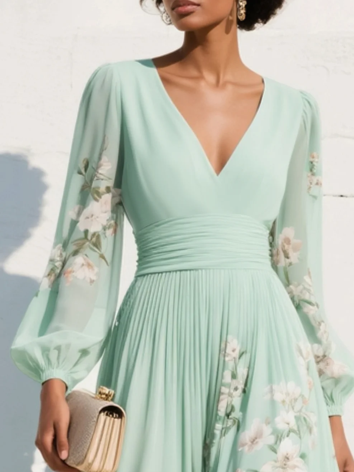 Ophelia | Floral Chiffon Midi Dress