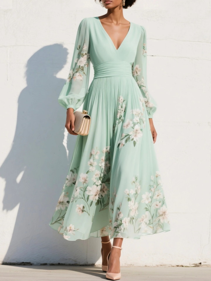 Ophelia | Floral Chiffon Midi Dress