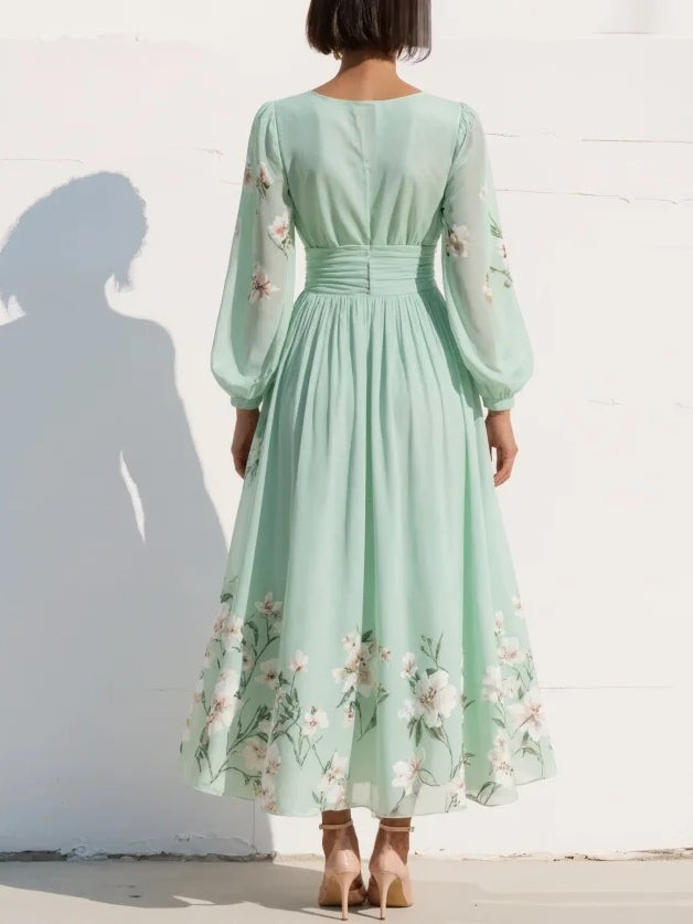 Ophelia | Floral Chiffon Midi Dress