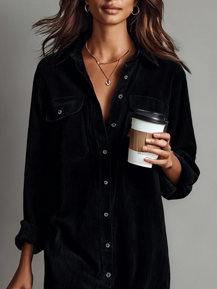 Margaret | Corduroy Button Midi Dress