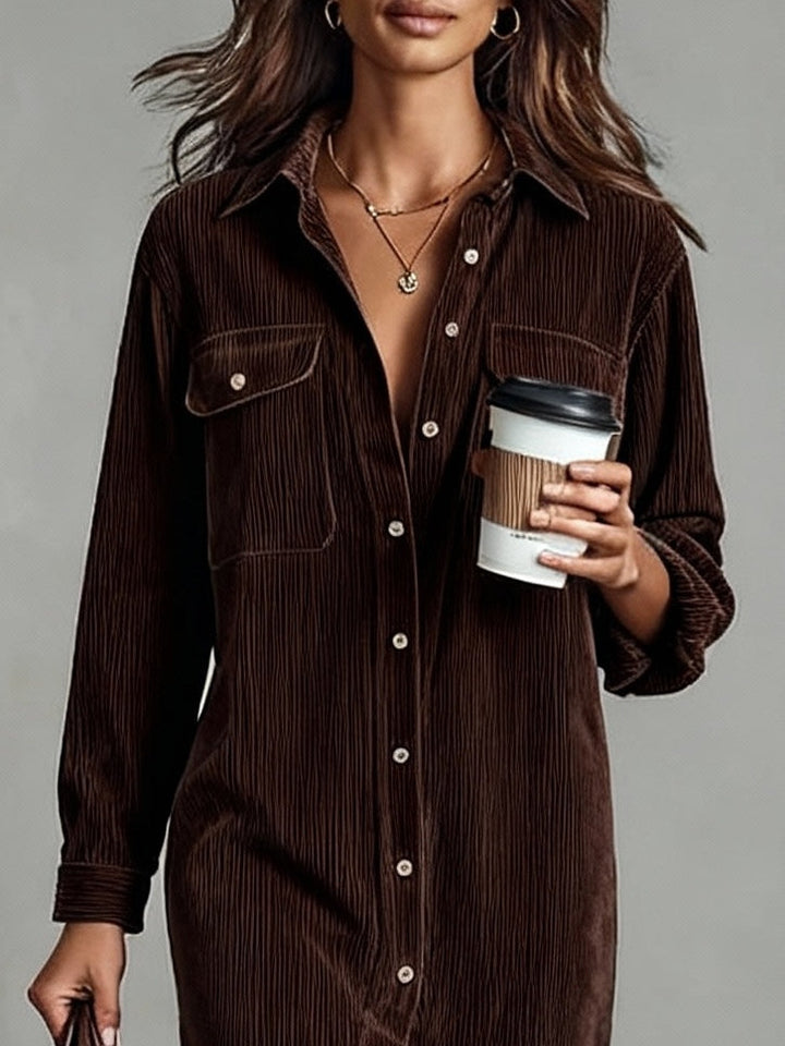 Margaret | Corduroy Button Midi Dress