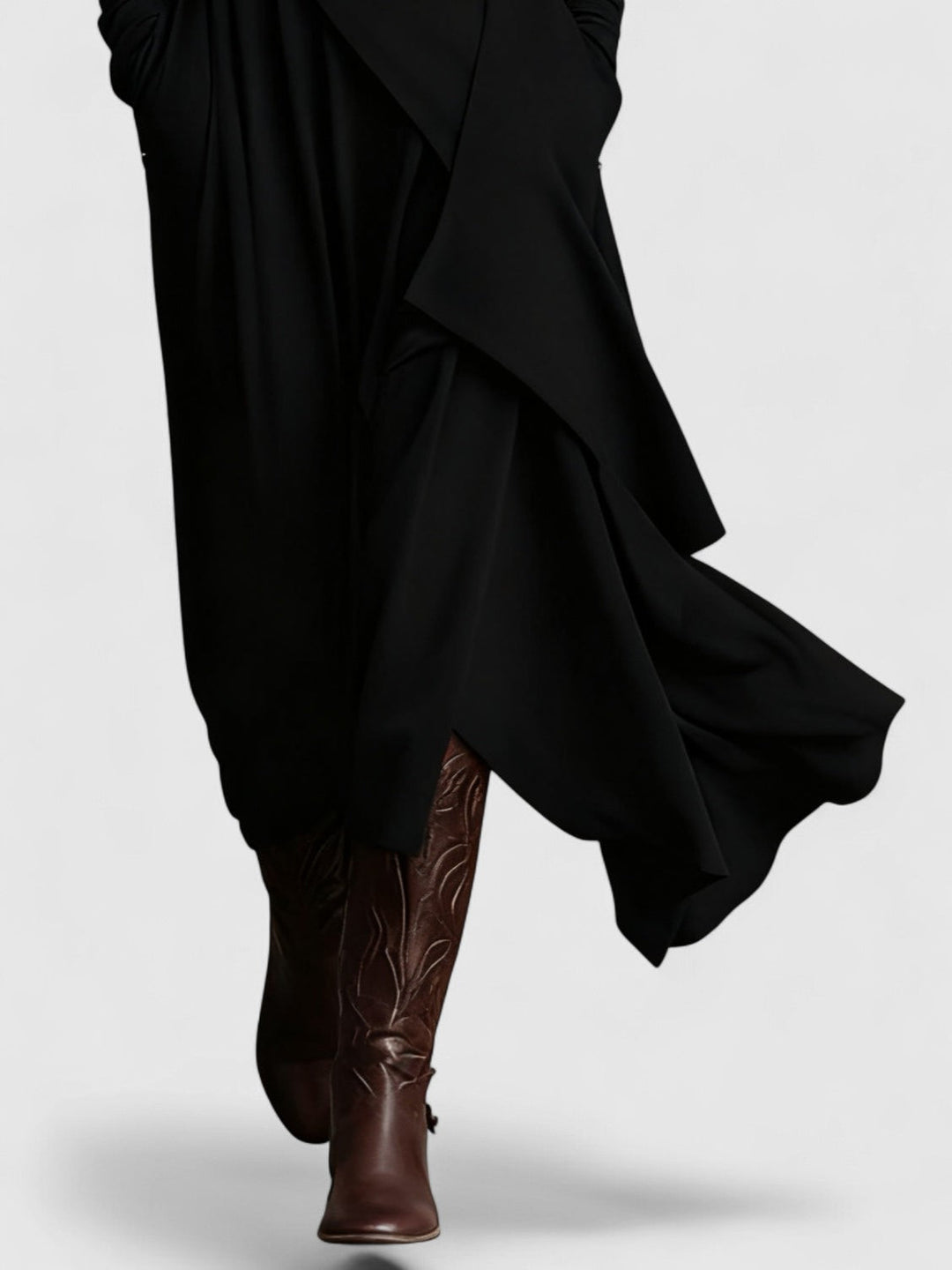 Janice - High neck Asymmetrical Pleated Maxi Dress