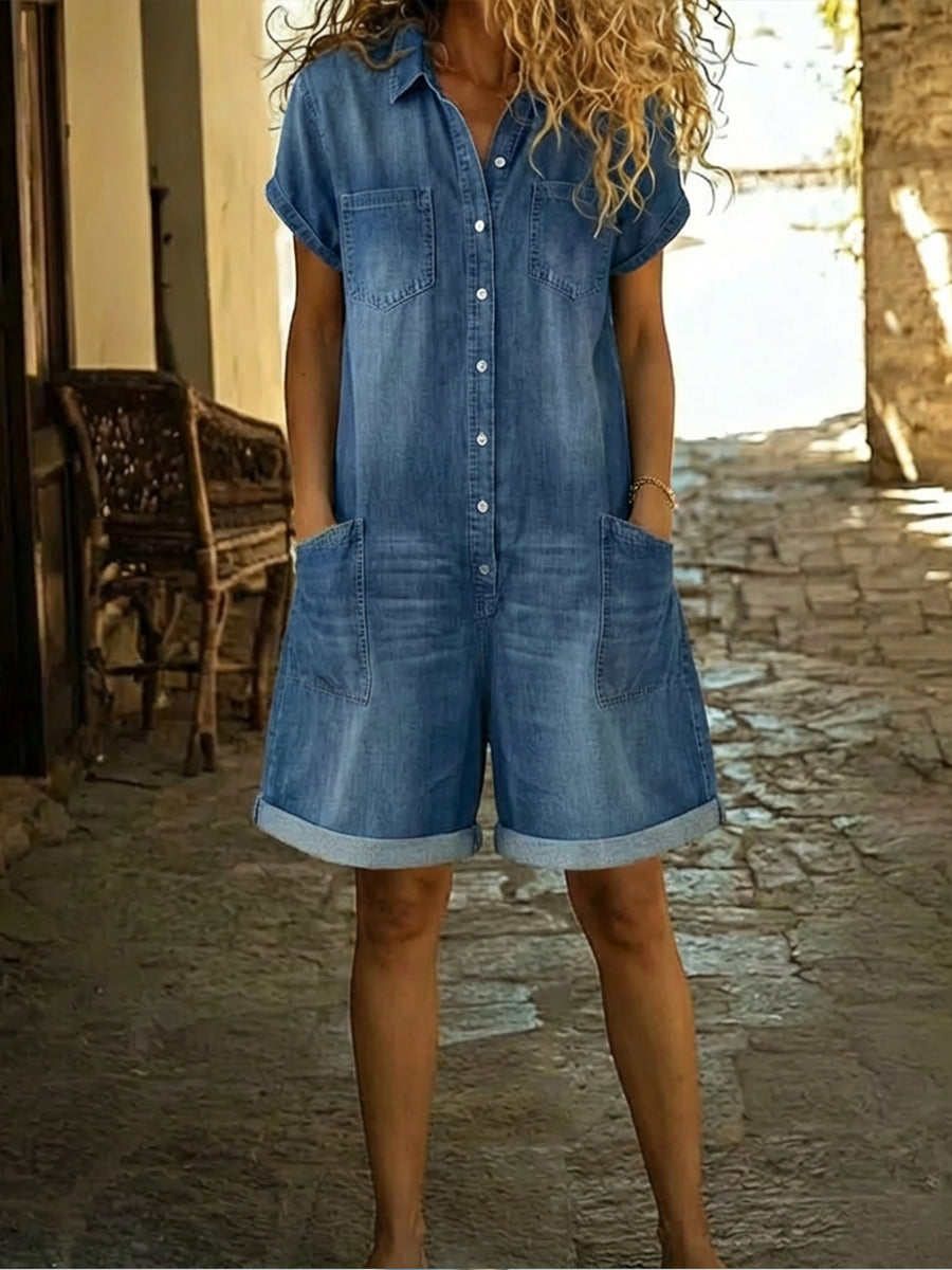 Elara | Relaxed Denim Jumpsuit