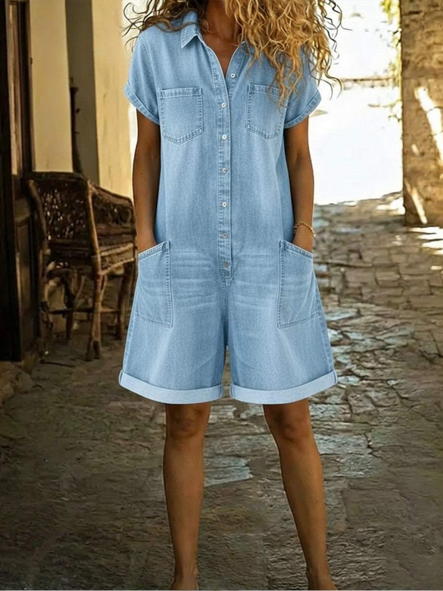 Elara | Relaxed Denim Jumpsuit